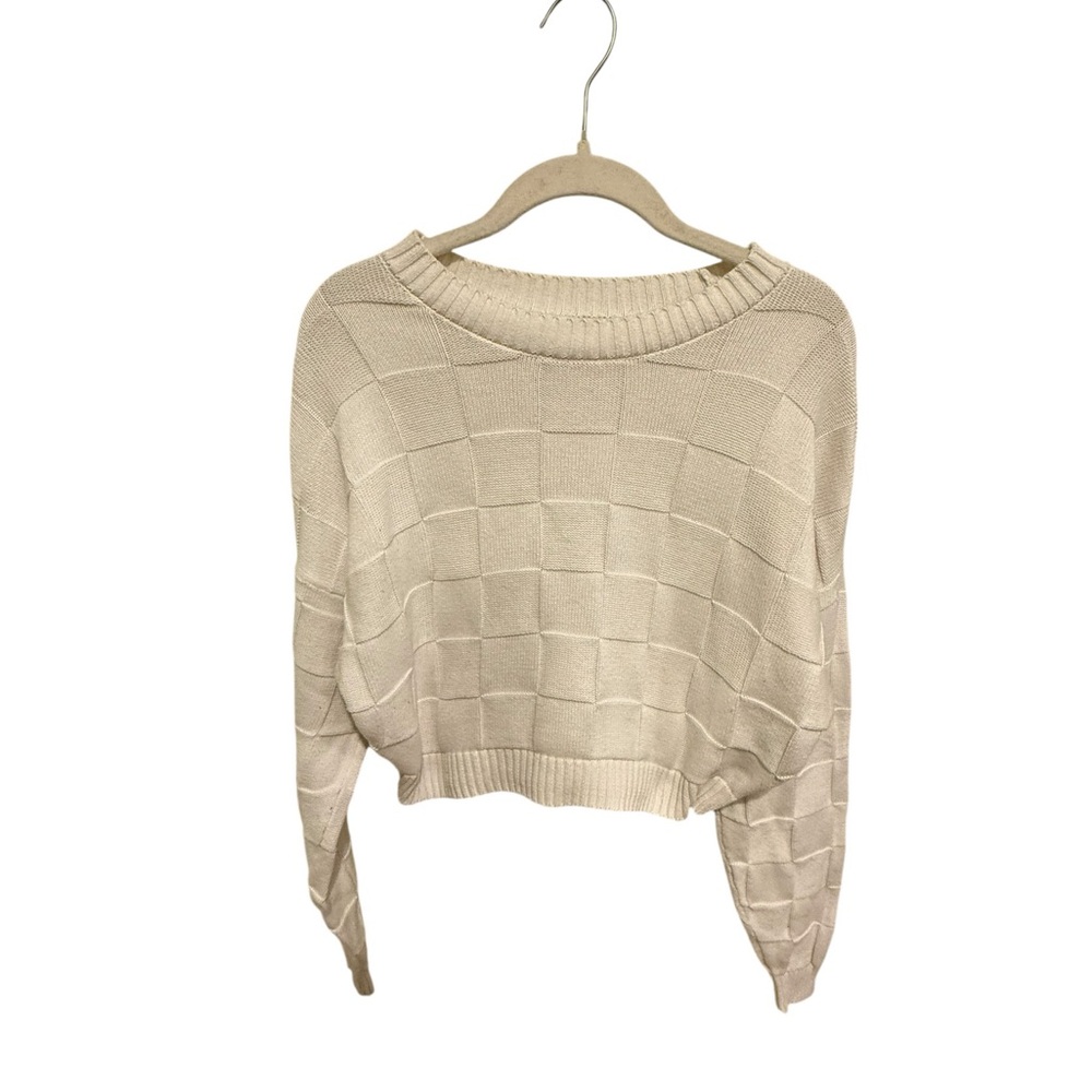 Hollister Women's 100% Cotton Cropped Basketweave Crew Neck Sweater - Size S